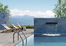 Flamenco 2"x18" Hale Navy Brick Look Glossy Porcelain Wall Tile outdoor pool view