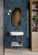 Flamenco 2"x18" Hale Navy Brick Look Glossy Porcelain Wall Tile basin view