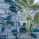 Flamenco 2"x18" Hale Navy Brick Look Glossy Porcelain Wall Tile outdoor view