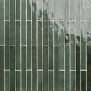 Flamenco 2"x18" Racing Green Brick Look Glossy Porcelain Wall Tile - MSI Collection single wall view 3