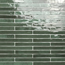 Flamenco 2"x18" Racing Green Brick Look Glossy Porcelain Wall Tile - MSI Collection closeup view