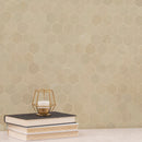 Sande Cream 12"x12" Matte 2" Hexagon Porcelain Mesh-Mounted Mosaic Tile room shot books on table view 2