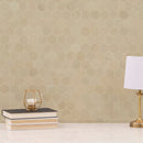 Sande Cream 12"x12" Matte 2" Hexagon Porcelain Mesh-Mounted Mosaic Tile room shot books on table view