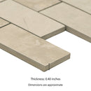 Sande Cream 12"x12" Polished Porcelain Mesh Mounted Mosaic Tile 2"x4" - MSI Collection