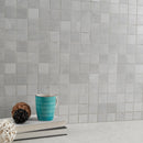 Sande Gray 12"x12" Matte Porcelain Mosaic Tile room shot table view 3