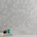 Sande Gray 12"x12" Matte Porcelain Mosaic Tile room shot table view 2