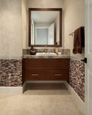 Sande Grey Bullnose 3"x18" Glazed Porcelain Wall Tile -MSI Collection product shot wash basin view
