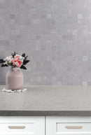 Sande Ivory 12"x12" Matte Porcelain Mosaic Tile room shot table view 3