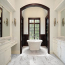 Statuario Bullnose 3"x18" Matte Porcelain Wall Tile - MSI Collection room shot bathroom view