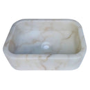 European White Marble Rectangular Farmhouse Sink Semi Polished