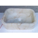 European White Marble Rectangular Farmhouse Sink Semi Polished