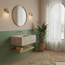 Troia Light Travertine Wall-Mount Bathroom Sink (W)17" (L)24" (H)14"