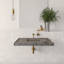 Tundra Grey Marble Rectangular Wall-mount Bathroom Sink Hidden Drain (W)20" (L)48" (H)5" bathroom view