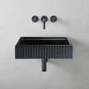 Toros Black Marble Rectangular Wall-mount Bathroom Sink Fluted (W)16" (L)24" (H)7" Polished bathroom view