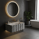 Carrara White Marble Handcrafted Wall-mount Luxury Bathroom Sink Fluted Front (W)16" (L)28" (H)10"