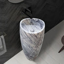 New York Marble Designer Pedestal Stand-Alone Sink (W)22" (L)22" (H)34" bathroom view black faucet mounted ib wall