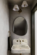 Calacatta White Marble Wall-Mount Bathroom Sink with Arabesque Backsplash (W)16" (L)24" (H)5"