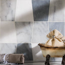 Tapered Calacatta, Afyon Gray, Snow White 12 1/2"x12" Honed Marble Waterjet Decos Tile