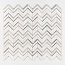 Ice white 16"x11 7/8" Skyline Polished Chevron Fusion Marble Mosaic Product shoot mosaic view