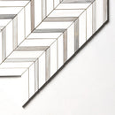 Ice white 16"x11 7/8" Skyline Polished Chevron Fusion Marble Mosaic Product shoot mosaic view 2