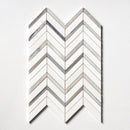 Ice white 16"x11 7/8" Skyline Polished Chevron Fusion Marble Mosaic Product shoot mosaic view 3