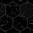 Black 8" Honed Hexagon Marble Tile 8"x8" - Checkerboard Collection product shot wall view