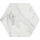 Hexagon Calacatta 5 25/32"x5" Gold Extra Polished Marble Waterjet Decos Tile product shot tile view