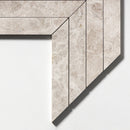 Chevron Silver Skyes 13"x10" Polished Marble Waterjet Decos edge view