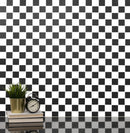 White and Black 12"x12" Matte Porcelain Mesh-Mounted Mosaic Tile room shot watch on closet view 2