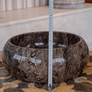 narcist marble stone vessel round sink NTRVS17 D16 H6 side measure view