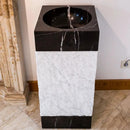 Handcrafted Black And White Marble Pedestal Bathroom Sink 16