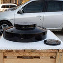 Toros Black Marble Above Vanity Designer Bathroom Sink Middle Drain Cap (D)16" (H)6" top view drain cap removed bak view 
