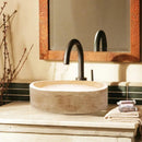 Handcrafted Travertine Beige Natural Stone Vessel Sink 16 Inch