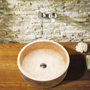 Handcrafted Travertine Beige Natural Stone Vessel Sink 16 Inch