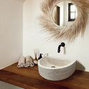 Light Travertine Half Round Vessel Bathroom Sink Beige 10 Inch