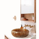 16 Inch Round Honey Onyx Natural Stone Vessel Bathroom Sink