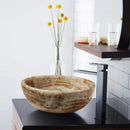 Round Honey Onyx Vessel Sink 16 Inch Natural Stone Handcrafted