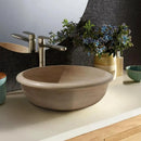 Natural Travertine Round Vessel Bathroom Sink Drop In Beige