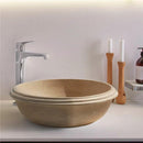 Handcrafted Travertine Vessel Sink 16 Inch Diameter Beige