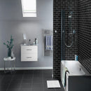 Nero marquina 3x9 matte glass black subway tile SMOT-GL-T-NERMAR39 product shot bathroom wall view1