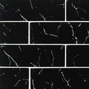Nero marquina 3x9 matte glass black subway tile SMOT-GL-T-NERMAR39 product shot wall close view