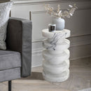 New York Marble Plinth Designer Side Table Polished (D)12" (H)24"  living room candle on top