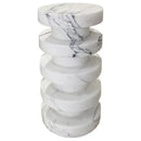 New York Marble Plinth Designer Side Table Polished (D)12" (H)24" front view