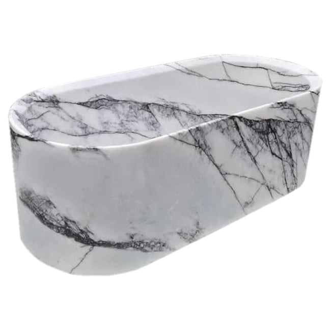 New York Marble Bathtub Hand-carved from Solid Marble Block (W)32" (L)73" (H)24" angle view