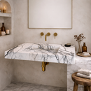 New York Marble Wall-mount Bathroom Sink Hidden Drain Polished (W)16" (L)43" (H)6"