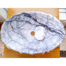 New York Marble Designer Above Vanity Bathroom Vessel Sink Polished (W)16" (L)26" (H)5" top view drain cap removed