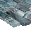 Night sky interlocking 11.88X13.5 glass mesh mounted mosaic tile SMOT-GLSIL-NIGSKY8MM product shot profile view