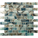 Night sky subway 11.81x11.81 textured glass mesh mounted mosaic tile SMOT-GLSST-NIGSKY8MM product shot multiple tiles top view