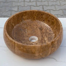 Noce Brown Hand Carved Travertine Vessel Sink 16 Inch Polished