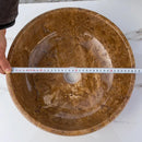 Noce Brown Hand Carved Travertine Vessel Sink 16 Inch Polished